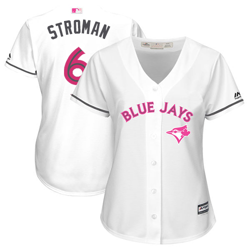 Blue Jays #6 Marcus Stroman White Mother's Day Cool Base Women's Stitched MLB Jersey - Click Image to Close